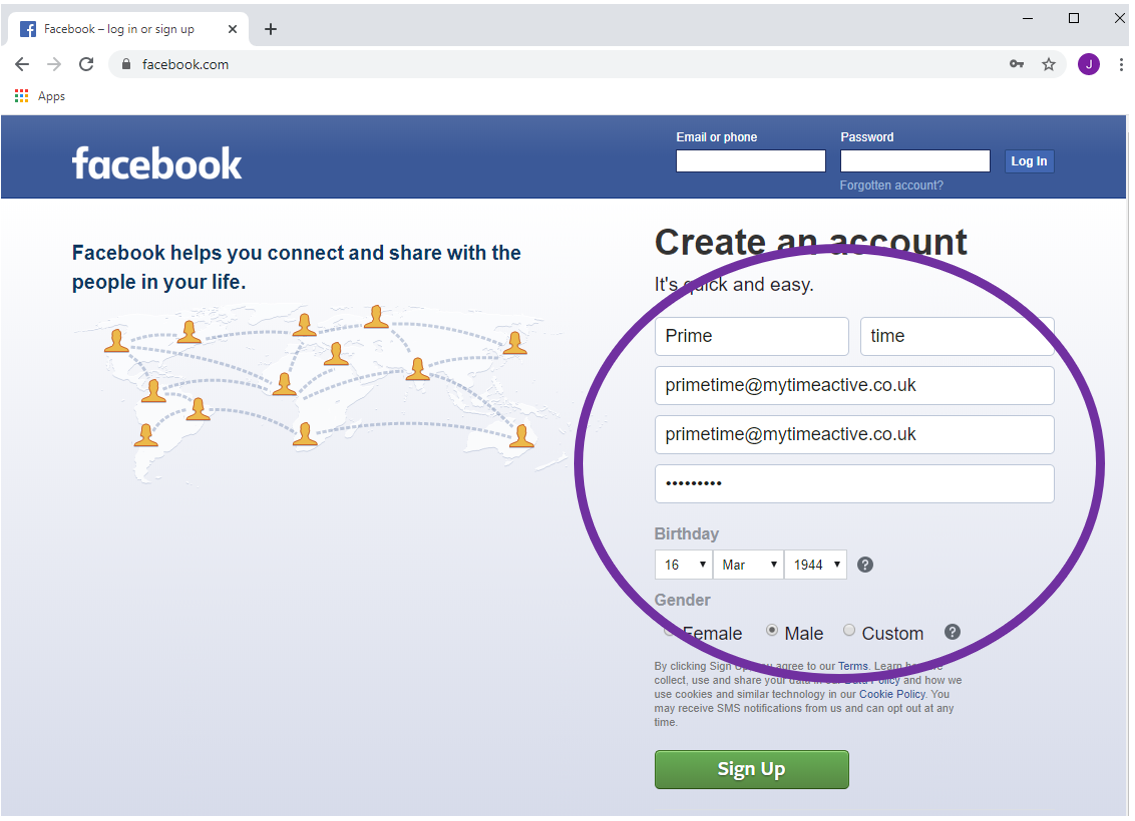 Facebook step 2