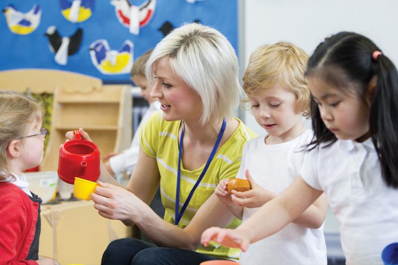 Children having a tea party at childcare